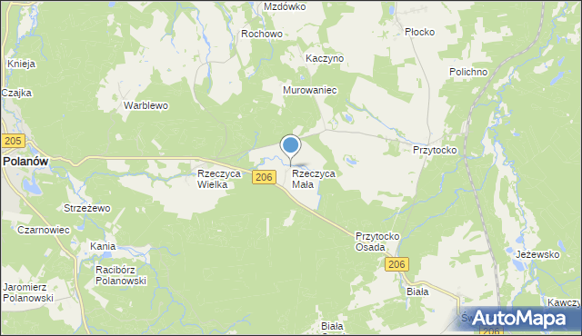 mapa Rzeczyca Mała, Rzeczyca Mała na mapie Targeo